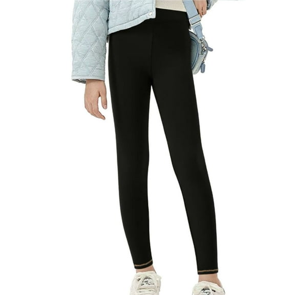 Favoffer Girls' Winter Warm Leggings Fleece-Lined High-Waisted Slim Cotton Brushed Yoga Pants for Daily Home Lounging Dance Toddler Big Kids 3-15Y