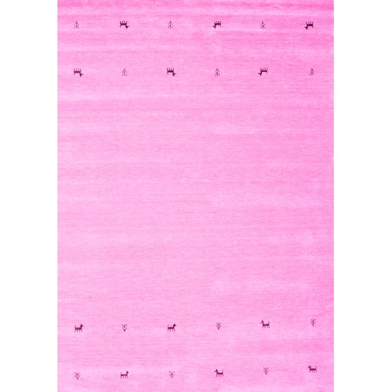 Ahgly Company Indoor Rectangle Solid Pink Modern Area Rugs, 2' x 4'