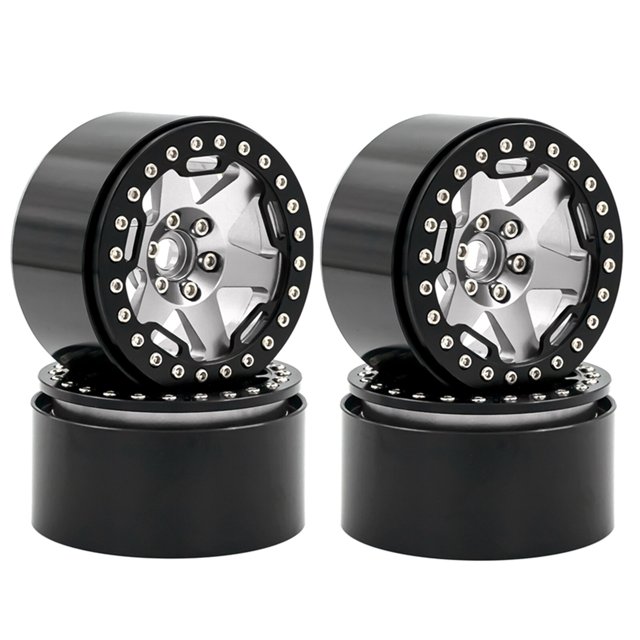 Labymos Aluminum Alloy Wheel Rim Beadlock 2.2in Wheel Rims Hub 4pcs Replacement for 1/10 1/8