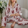 thumbnail image 6 of Rocae Red Lobster With Claws for Pajamas for Women Set Lounge Sets Women's Long-Sleeved Pj Set -Large, 6 of 7