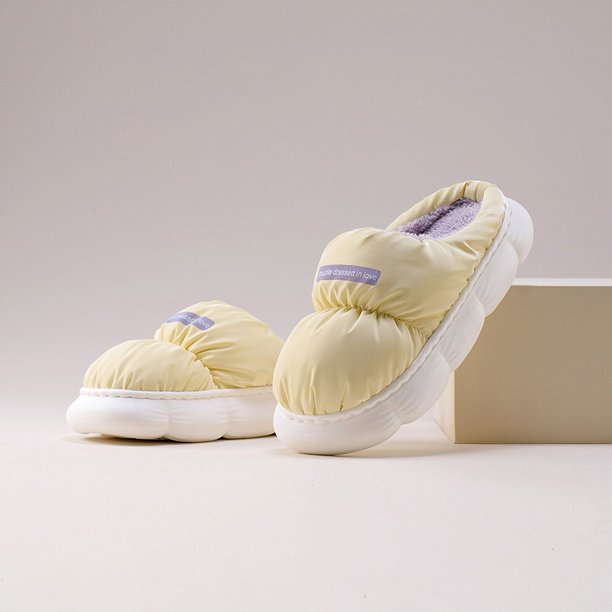Zapatillas de algodón para el interior del hogar, zapatillas cálidas para el invierno para mujer, zapatillas con suela de pétalos, zapatillas de algodón