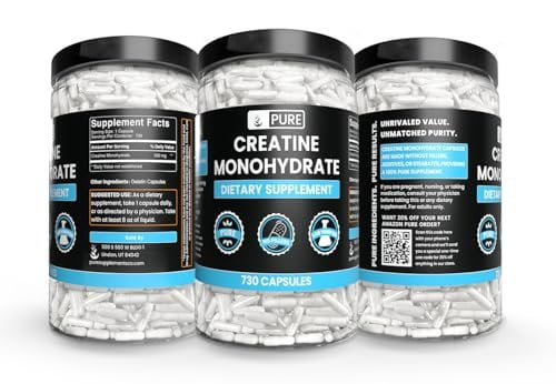 Pure Original Ingredients Creatine Monohydrate 730 Capsules No Magnesium Or Rice Fillers, Always Pure, Lab Verified