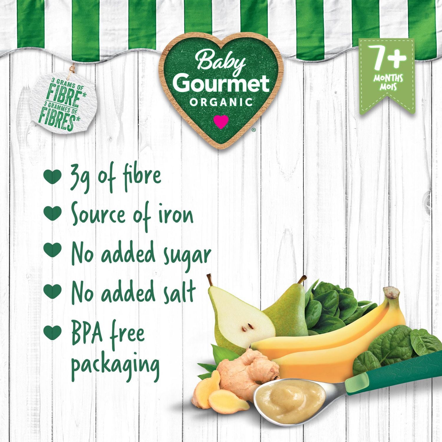Baby Gourmet Organic Baby Food Puree Gingery Pear & Spinach
