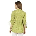 thumbnail image 5 of Moomaya Printed Top 3/4 Sleeve Mandarin Collar Pleated Fit & Flare Short Tunic For Women, 5 of 9