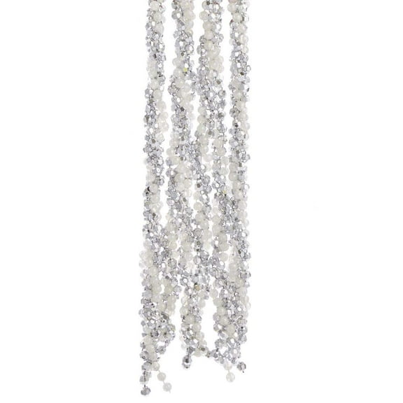 Kurt Adler 108-inch Silver and White Iridescent Twisted Bead Garland