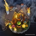 thumbnail image 5 of Enchanted Witch Cottage Lighted Figurine, 10" LED Halloween Decor Statue with Cauldrons and Ravens, 5 of 9