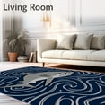 thumbnail image 2 of ODIKA 3'x5' Machine Washable Non-Slip Area Rug, Deep Ocean Predator Jaws Nautical Wave High Traffic Rug, Blue, 712565, 2 of 7