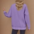 thumbnail image 7 of Women Oversized Crew Neck Sweatshirt Cozy Plain Pullover Sweater Drop Shoulder Long Sleeve Fall Casual Jumpers (S, Purple), 7 of 7