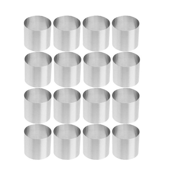 Round Cake Ring Mold Stainless Steel Baking Rings 16Pcs Dessert Mousse Mold Mini Cake Pastry Ring Food Molding Set