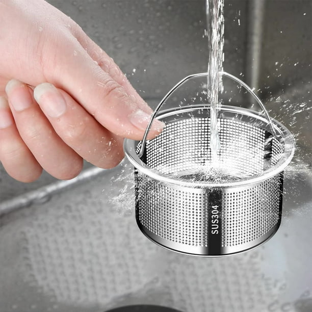 Filtro de Acero Inoxidable 304 para Fregadero | Colador Portátil Antifugas | Drenaje de Malla Fina para Residuos de Alimentos | Filtro Reutilizable para Fregadero de Verduras con Anilla para Colgar |