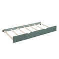 thumbnail image 6 of Twin Size House Bed with Trundle, Modern Montessori Bed with Open Shelf, Wood Bed Frame with Headboard and Roof, for Bedroom, Dorm, Green, 6 of 9