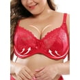 thumbnail image 4 of Women's Full Coverage Padded Bra Floral Lace Underwire Bra Soft Cup, 4 of 5