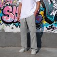 thumbnail image 4 of Sweat Pants for Mens Lounge Casual Joggers Workout Flared Loose Fit Gym Wide Leg Solid Oversized Relaxed Fit, 4 of 7