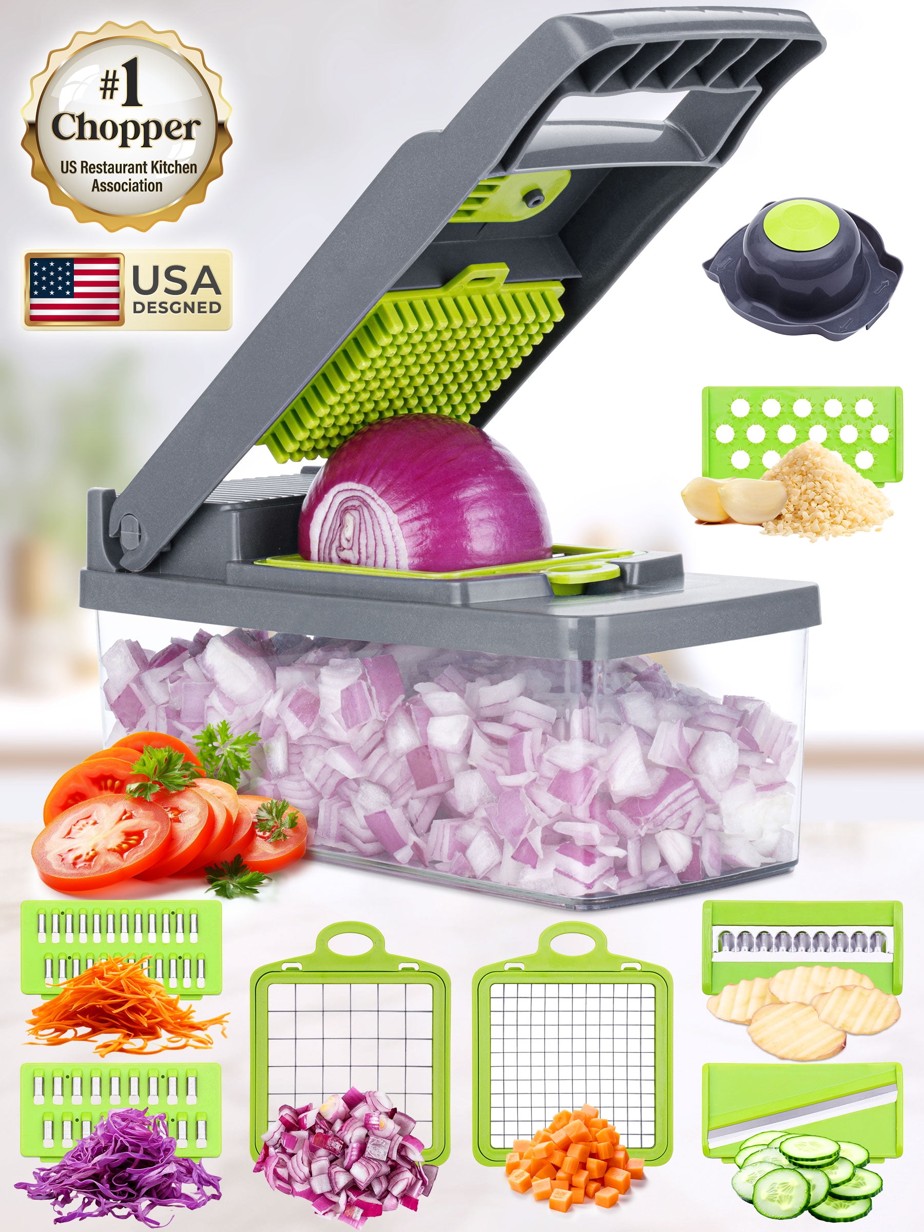 Golden Nature Vegetable Chopper, 14-in-1 Multifunctional Veggie Cutter, Dicer & Slicer, Kitchen Tools for Salad & Food
