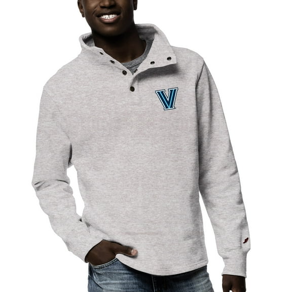 Men's League Collegiate Wear Ash Villanova Wildcats 1636 Fleece Quarter Snap Up Pullover Sweatshirt