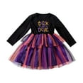 thumbnail image 2 of XQYLOS Toddler Girls Halloween Outfits Long Sleeve Flowy Tulle Stripe Dress Cute Graphic Clothing Stage Performance, 2 of 9