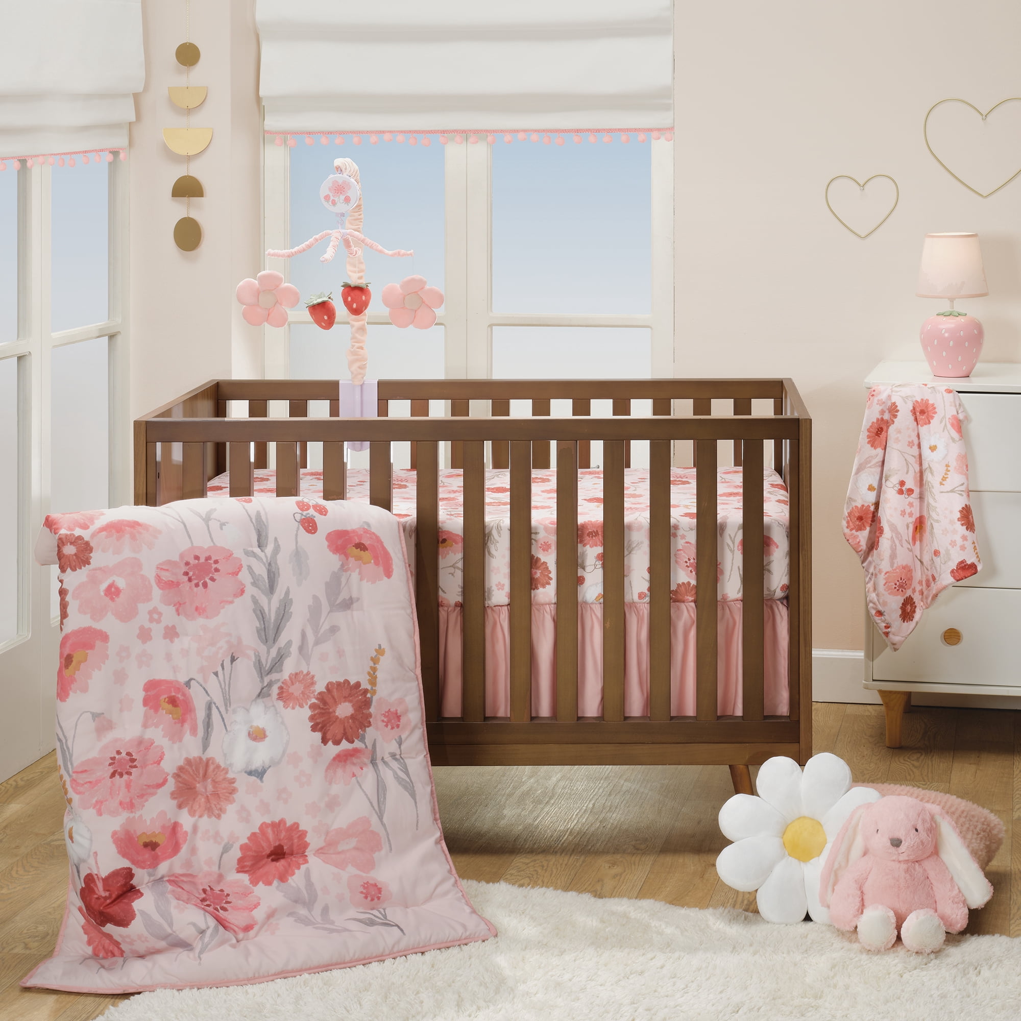 Bedtime Originals Flower Power Strawberry Musical Baby Crib Mobile Soother Toy