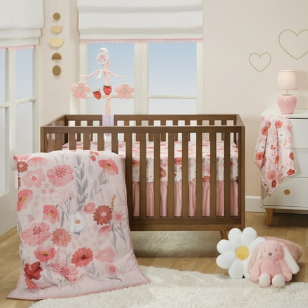 Bedtime Originals Flower Power 3-Piece Floral Baby Nursery Crib Bedding Set