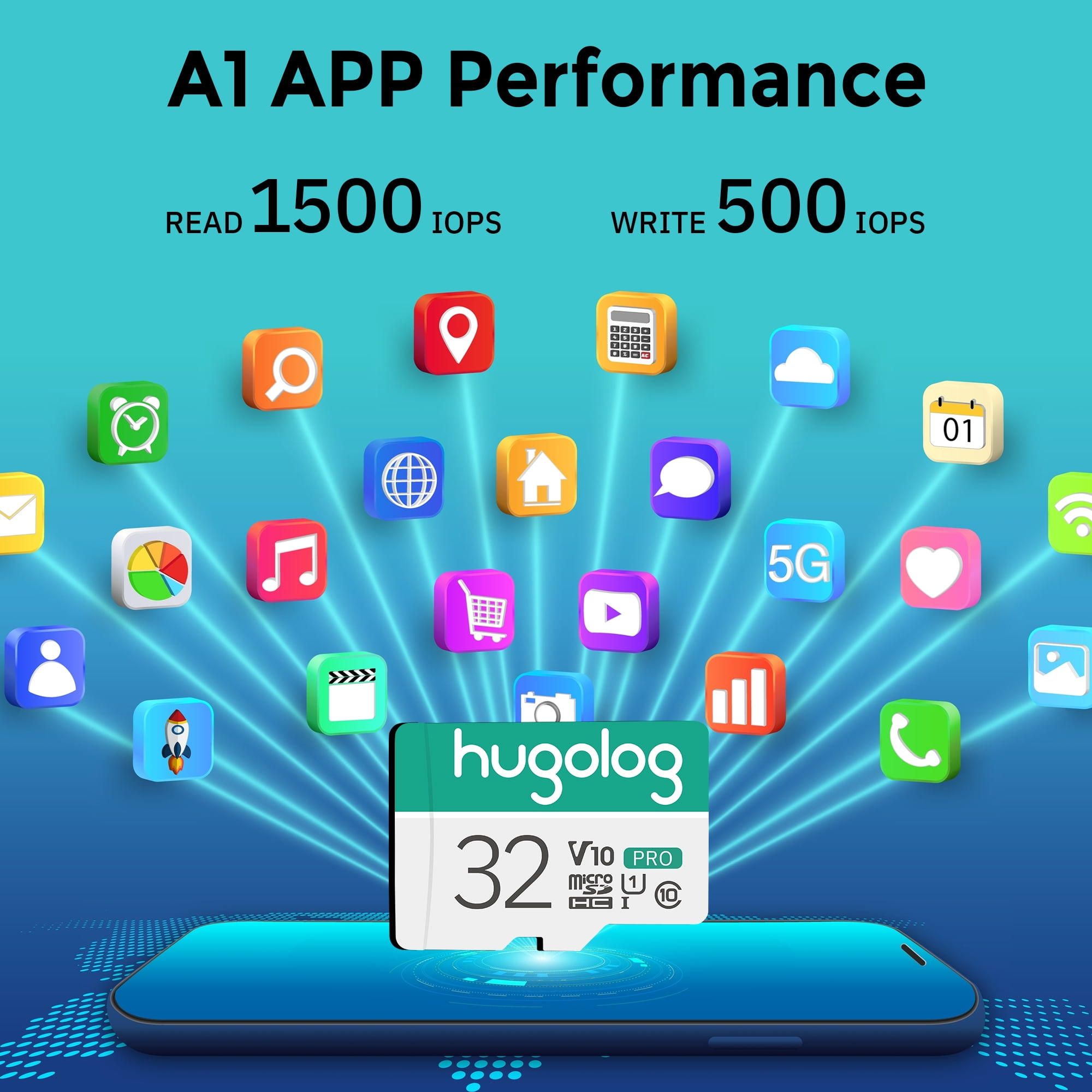 Hugolog 3 packs 32GB Micro SD Card, Micro SDXC UHS-I Memory Card – 95MB/S,633X,U3,C10, Full HD Video V30, A1, FAT32, High Speed Flash TF Card P500 for Phone/Tablet/PC