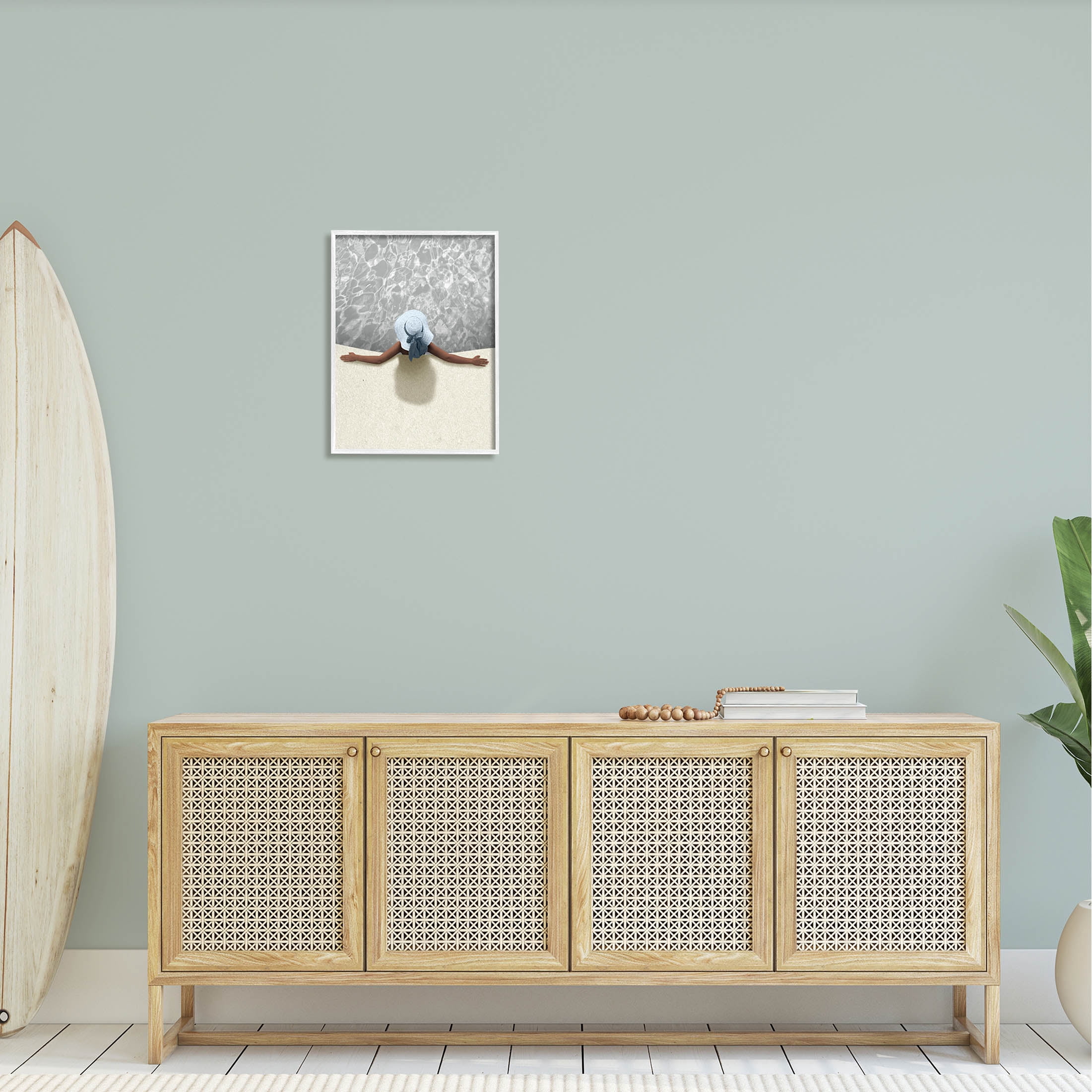 Stupell Industries Summer Aerial View Person Pool Water Graphic Art White Framed Art Print Wall Art, Design by Marcus Prime