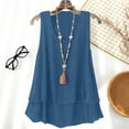 thumbnail image 3 of CHGBMOK Women Tank Tops Double Layers Linen Tank Blouse Spring Summer Crew Neck Sleeveless Shirts Loose Fit Casual Cami, 3 of 8