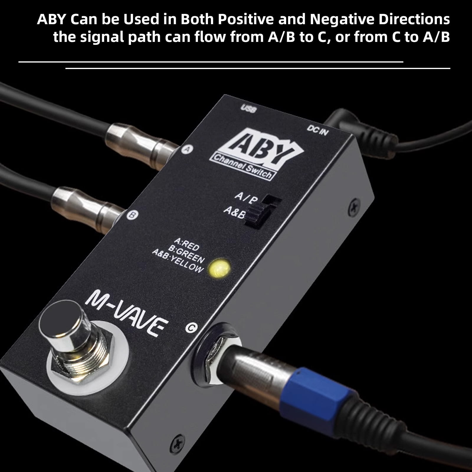 M-VAVE M VAVE ABY Line Selector AB Switch Guitar Effect Pedal True Bypass ABY Channel Switch for Guitarists and Bassists