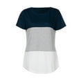 thumbnail image 3 of SHOPESSA Women's Casual Basic Rounk Neck Summer T-Shirt Splicing Loose Short Sleeve Tee Shirts Tops, 3 of 4