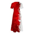 thumbnail image 4 of Qiopertar Robe d'Été Décontractée à Manches Courtes Col Rond Robe Maxi Fluide à Volants de Plage avec Poches Robe à Imprimé Dégradé Grandes Économies de Vacances! jusqu'à 90 % de Réduction, 4 of 5