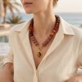 thumbnail image 5 of PISONIC Multi-Color Gradient Resin Beaded Choker Necklace for Women, 18K Gold Plated Stainless Steel OT Toggle Clasp Pendant Collarbone Jewelry, Niche Luxury Vacation Statement Necklaces, 5 of 7