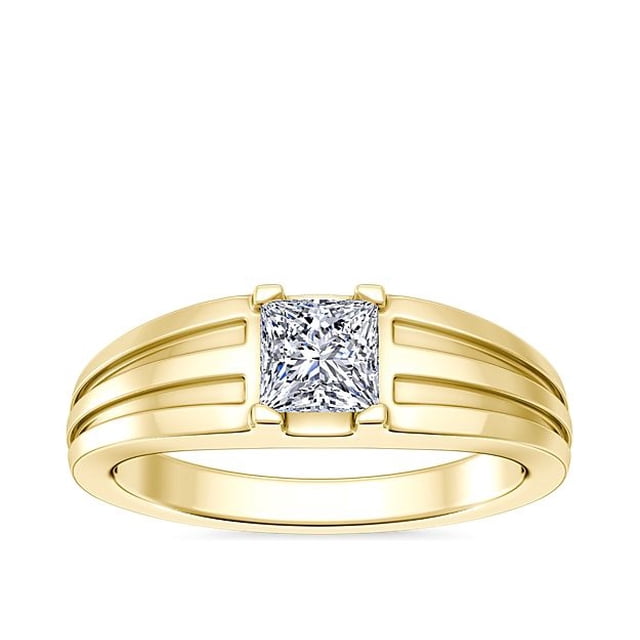 1.00 Carat Excellent Princess Cut Real Diamond New Design Solitaire Ring for Wedding Solid 18K Yellow Gold Size 11