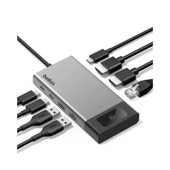 Belkin USB-C Hub, 8-in-1 Multi-Port Docking Station 100W - Dual Display Support for Mac, Windows and Chromebook - 10Gbps data transfer speeds, Ethernet, resolutions up to 4K@60Hz