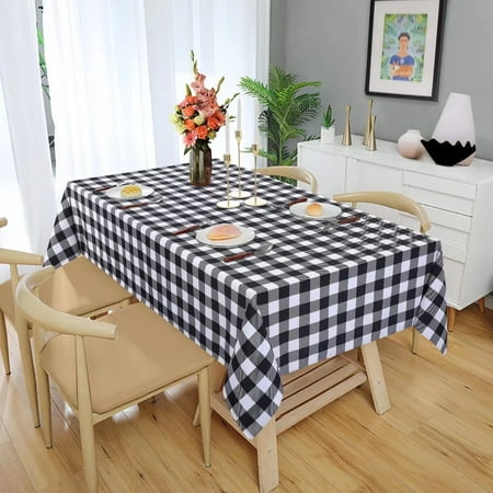 

Haperlare Black White Tablecloth Rectangle Gingham Checkered Buffalo Plaid Table Cloth Polyester Farmhouse Outdoor and Indoor Table Cover 52x70 inches