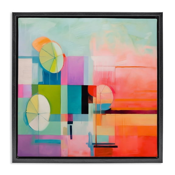 Stupell Industries Modern Beach Umbrellas Abstraction Black Floating Frame Canvas Art, 18 x 18, by Irena Orlov