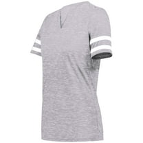 Holloway 223345.152.S Girls Monterey T-Shirt, Athletic Heather & White - Small