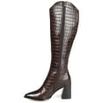 thumbnail image 2 of Journee Signature Womens Genuine Leather Laila Wide Calf Almond Toe Inside Zip Knee High Boots, 2 of 8