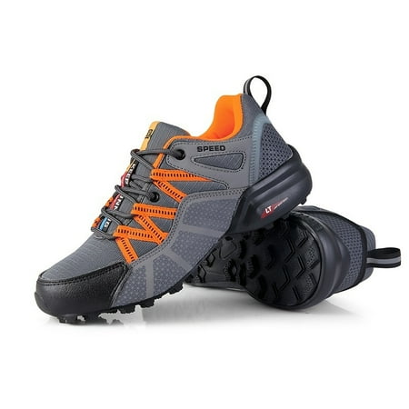 

Men s Grey Trail Running Shoes Waterproof Non-Slip Outdoor Hiking Shoes For Bicycles Mountain Climbing