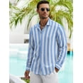 thumbnail image 4 of COOFANDY Men's Casual Shirt Long Sleeve Casual Button Down Shirt for Men Summer Beach Wedding Shirt Blue Strip S, 4 of 4