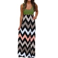 thumbnail image 2 of SMihono Robe Maxi Bohème d'Été pour Femmes Grande Taille Mode Robe Longue Décontractée Sans Manches à Rayures Patchwork Col Rond Robe de Plage, 2 of 3
