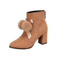 thumbnail image 2 of Willtoo Women Cute Bow Ankle Boots Round Toe Chunky Block Heel Back Zipper Short Booties Soft Suede Fashion High Heel Shoes, 2 of 6