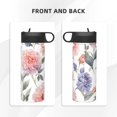 thumbnail image 4 of 18 Oz Insulated Sports Bottle, Outdoor Sports Gym Handheld Portable Casual Stainless Steel Water Bottle, Straw With Lid Watercolor Carnations And Roses, 4 of 8