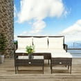 thumbnail image 4 of Gymax 3PCS Patio Rattan Sectional Conversation Furniture Set w/ Off White Cushions, 4 of 10