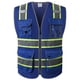 thumbnail image 1 of JKSafety Chaleco de seguridad azul de malla frontal con cremallera de alta visibilidad con 9 bolsillos | Azul con tiras altamente reflectantes de dos tonos | Estándares ANSI/ISEA (100-Azul M), 1 of 4