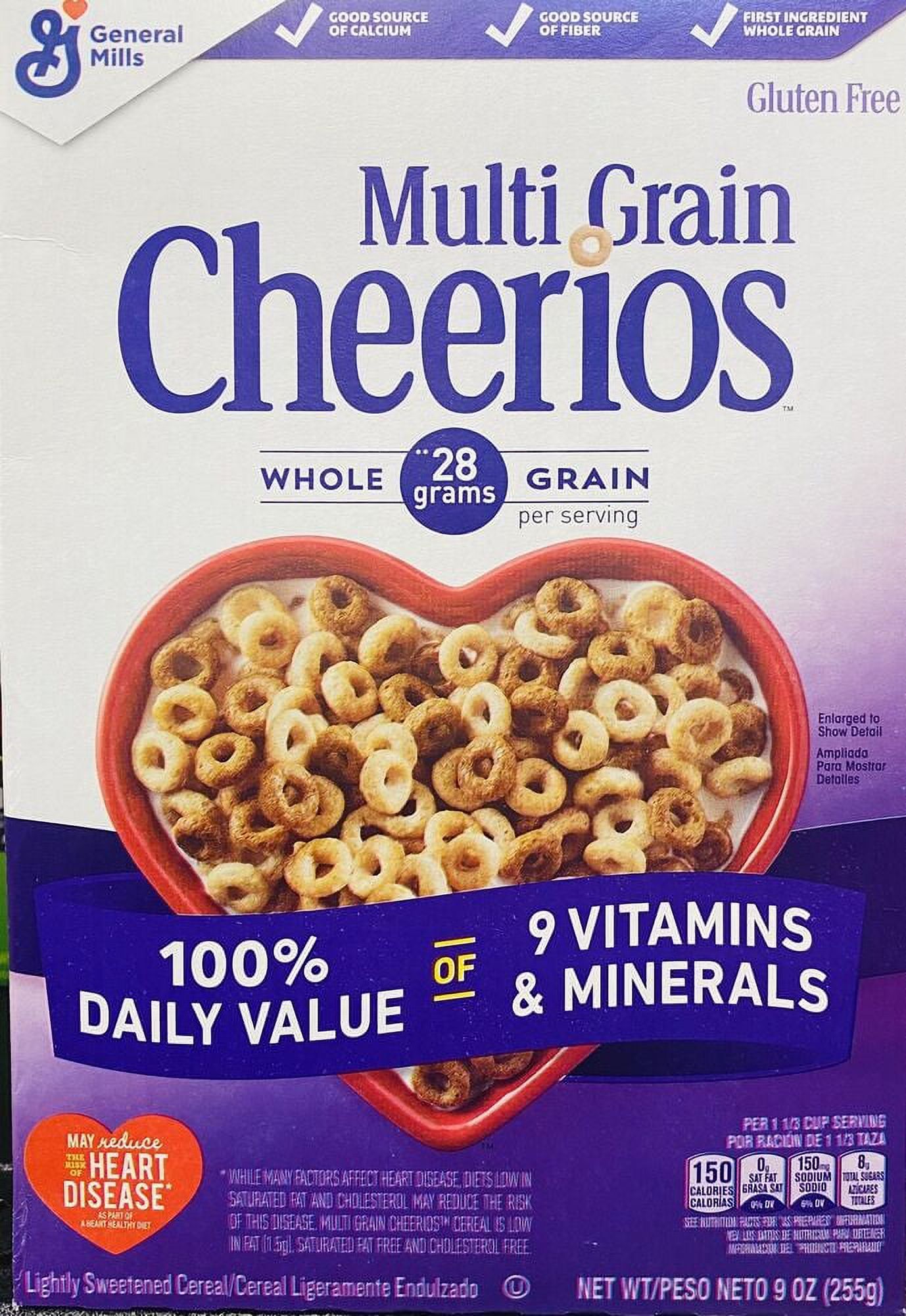 3x General Mills CHEERIOS MULTI GRAIN Heart Healthy Whole Grain Oats Cereal 9 oz