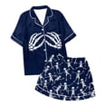 thumbnail image 3 of Muxikeji Clothes Womens Halloween 2Pc Pajama Set,Women'S Halloween Abstract Print Silk Satin Short Sleeve Button Pajama Set, 3 of 3