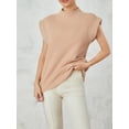 thumbnail image 2 of Fortune Women Sweater Vest Sleeveless Mock Neck Knit Tops Solid Color Loose Crop Top, 2 of 8
