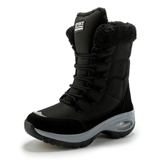 Womens Waterproof Snow Boots Faux Fur Slip Resistant Mid Calf Booties for Winter Outdoor Keep Warm
