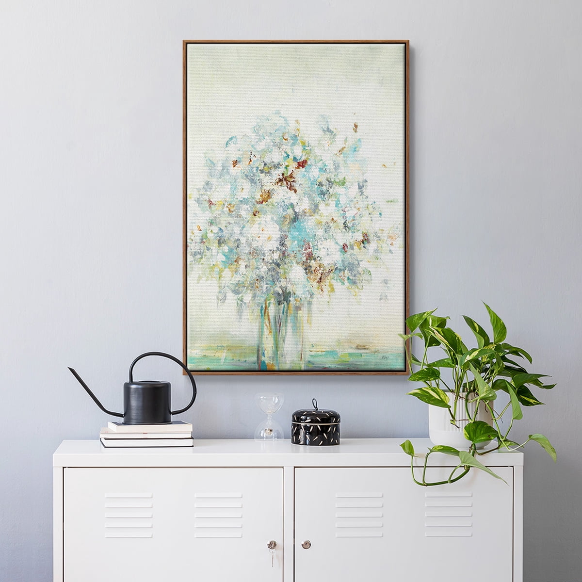 Te x tured Bouquet Framed Premium Gallery Wrapped Canvas - Ready to Hang - 27 x 41 - Walnut Floating Frame