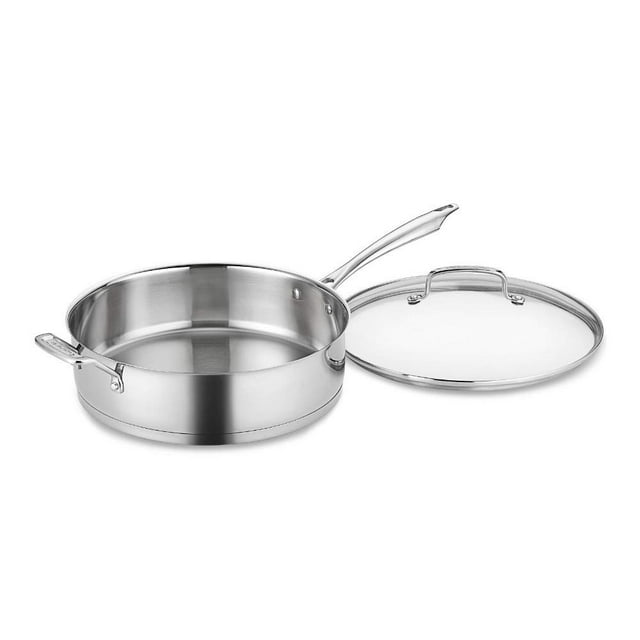 Sartén Cuisinart de 3 litros con ayuda y tapa de acero inoxidable