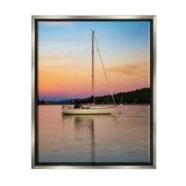 Stupell Industries Sunset Boat Photography Transportation Photography Gray Floater Framed Canvas Art Print Wall Art, 17 x 21