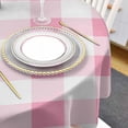 thumbnail image 4 of Pink Checkered Round Tablecloth 60 Inch - Waterproof Fabric Table Cloth Protector, Pink White Buffalo Plaid Tablecloths Washable Table Cover for Kitchen Banquet Coffee Table Outdoor Party, 4 of 6